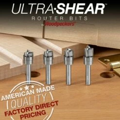 Carbide Headed Compact Shallow Pattern Bits, 3-Flute, 1/4" Shank.