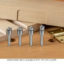 Carbide Headed Compact Shallow Pattern Bits, 3-Flute, 1/4" Shank. -tool Sales Store 025 compact shallow pattern 05