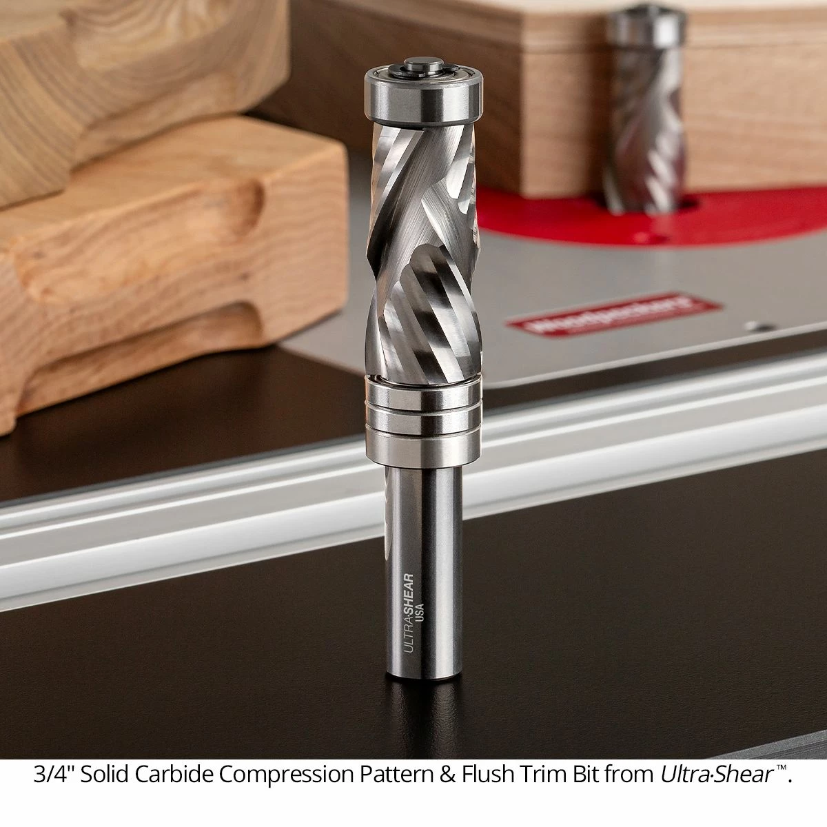 Solid Carbide Compression Combination Pattern / Flush Trim Router Bit, 2+2 Flute, 1/2" Shank 4 Solid Carbide Compression Combination Pattern / Flush Trim Router Bit, 2+2 Flute, 1/2" Shank - Image 4