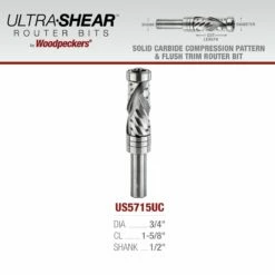 Solid Carbide Compression Combination Pattern / Flush Trim Router Bit, 2+2 Flute, 1/2" Shank 11 Solid Carbide Compression Combination Pattern / Flush Trim Router Bit, 2+2 Flute, 1/2" Shank -tool Sales Store 075 compression pattern flush bits 05