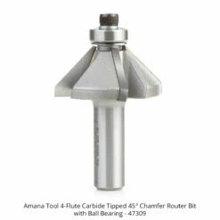 Amana Tool 4-Flute Carbide Tipped 45° Chamfer Router Bit With Ball Bearing -tool Sales Store 47309