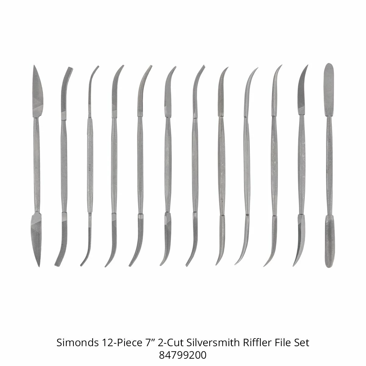 Simonds Assorted 7” Riffler File 12-Piece Set 2 Simonds Assorted 7” Riffler File 12-Piece Set - Image 2