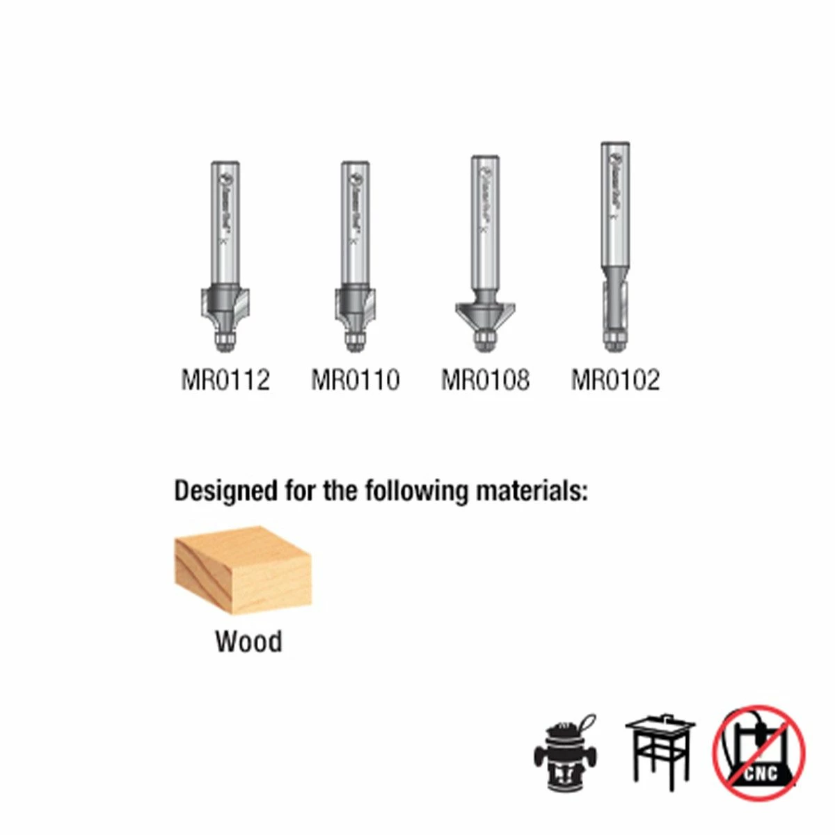 Amana Tool 4-pc Miniature Router Bit Set - (includes Chamfer Bit, Two Roundover Bits And Flush Trim Bit) 3 Amana Tool 4-pc Miniature Router Bit Set - (includes Chamfer Bit, Two Roundover Bits And Flush Trim Bit) - Image 3