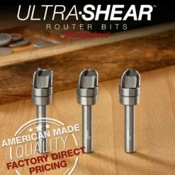 Ultra-Shear Compact Bowl Bits, 3-Flute Carbide Head, 1/4" Shank, 1/2" Diameter