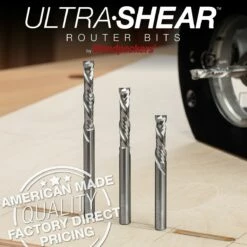 1/4" Diameter Solid Carbide Compression Router Bits, 2+2 Flute, 1/4" Shank