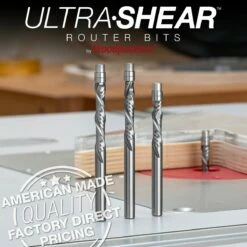 1/4" Diameter Solid Carbide Flush Trim Compression Router Bits, 2+2 Flute, 1/4" Shank