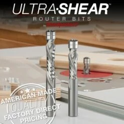 1/2" Diameter Solid Carbide Flush Trim Compression Router Bits, 2+2 Flute, 1/2" Shank