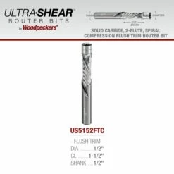 1/2" Diameter Solid Carbide Flush Trim Compression Router Bits, 2+2 Flute, 1/2" Shank -tool Sales Store compression spiral flush trim bit us5152c 5202c 23 05