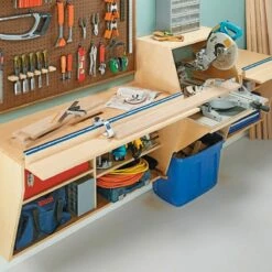 Woodsmith Wall-Mounted Miter Station Standard Plan & Premium Shop Drawings