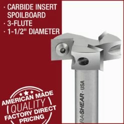 Carbide Insert 1-1/2" 3-Flute Spoilboard Router Bits -tool Sales Store spoilboard bit 23 cat