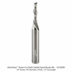 1/8" Diameter Solid Carbide Spiral Router Bits, 2-Flute, 1/4" Shank -tool Sales Store us1600d