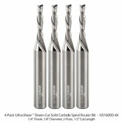 1/8" Diameter Solid Carbide Spiral Router Bits, 2-Flute, 1/4" Shank -tool Sales Store us1600d 4x