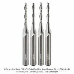 1/8" Diameter Solid Carbide Spiral Router Bits, 2-Flute, 1/4" Shank -tool Sales Store us1610u 4x