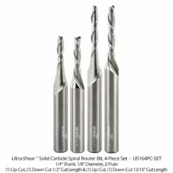 1/8" Diameter Solid Carbide Spiral Router Bits, 2-Flute, 1/4" Shank -tool Sales Store us164pc set