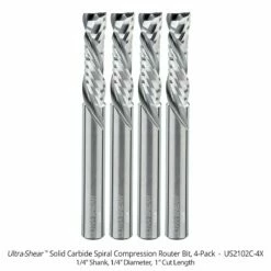 1/4" Diameter Solid Carbide Compression Router Bits, 2+2 Flute, 1/4" Shank -tool Sales Store us2102c 4x 1