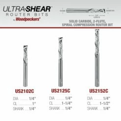 1/4" Diameter Solid Carbide Compression Router Bits, 2+2 Flute, 1/4" Shank -tool Sales Store us2102c 2125c 2152c 23 05