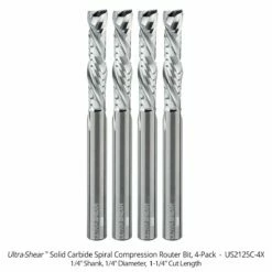 1/4" Diameter Solid Carbide Compression Router Bits, 2+2 Flute, 1/4" Shank -tool Sales Store us2125c 4x 1