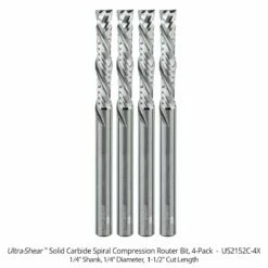 1/4" Diameter Solid Carbide Compression Router Bits, 2+2 Flute, 1/4" Shank -tool Sales Store us2152c 4x 1