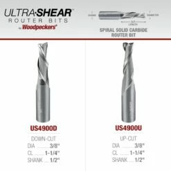 Solid Carbide Spiral Router Bits, 2-Flute, 1/2" Shank -tool Sales Store us4900 22 10 b
