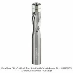 1/2" Diameter Solid Carbide Spiral Flush Trim Router Bit, 2-Flute, 1/2" Shank -tool Sales Store us5100ftu a