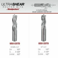 1/2" Diameter Solid Carbide Spiral Router Bits, 3-Flute, 1/2" Shank -tool Sales Store us5125 22 10