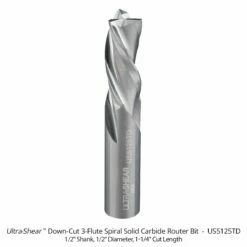 1/2" Diameter Solid Carbide Spiral Router Bits, 3-Flute, 1/2" Shank -tool Sales Store us5125td