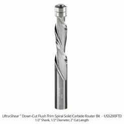 1/2" Diameter Solid Carbide Spiral Flush Trim Router Bit, 2-Flute, 1/2" Shank -tool Sales Store us5200ftd a