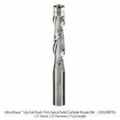 1/2" Diameter Solid Carbide Spiral Flush Trim Router Bit, 2-Flute, 1/2" Shank -tool Sales Store us5200ftu a