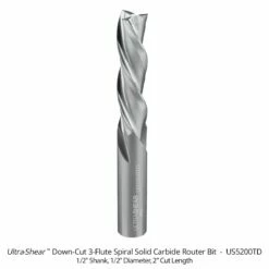 1/2" Diameter Solid Carbide Spiral Router Bits, 3-Flute, 1/2" Shank -tool Sales Store us5200td