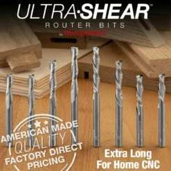 1/4" Diameter Solid Carbide Spiral Router Bits, 2-Flute, 1/4" Shank