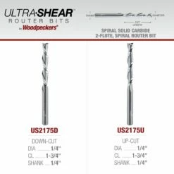 1/4" Diameter Solid Carbide Spiral Router Bits, 2-Flute, 1/4" Shank -tool Sales Store us 2175 23 10
