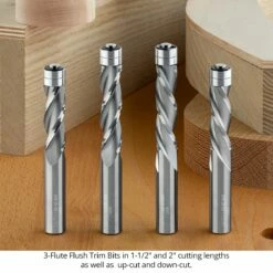 1/2" Diameter Solid Carbide Spiral Flush Trim Router Bit, 3-Flute, 1/2" Shank -tool Sales Store us 3 flute flush trim bits 23 03 b