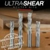 1/2" Diameter Solid Carbide Spiral Router Bits, 3-Flute, 1/2" Shank