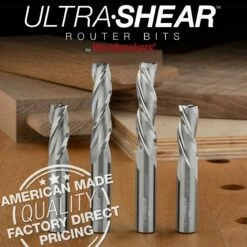 1/2" Diameter Solid Carbide Spiral Router Bits, 3-Flute, 1/2" Shank