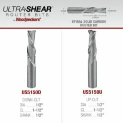 Solid Carbide Spiral Router Bits, 2-Flute, 1/2" Shank -tool Sales Store us 5150 22 10b 1