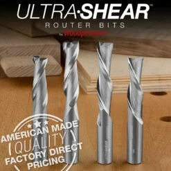 Solid Carbide Spiral Router Bits, 2-Flute, 1/2" Shank