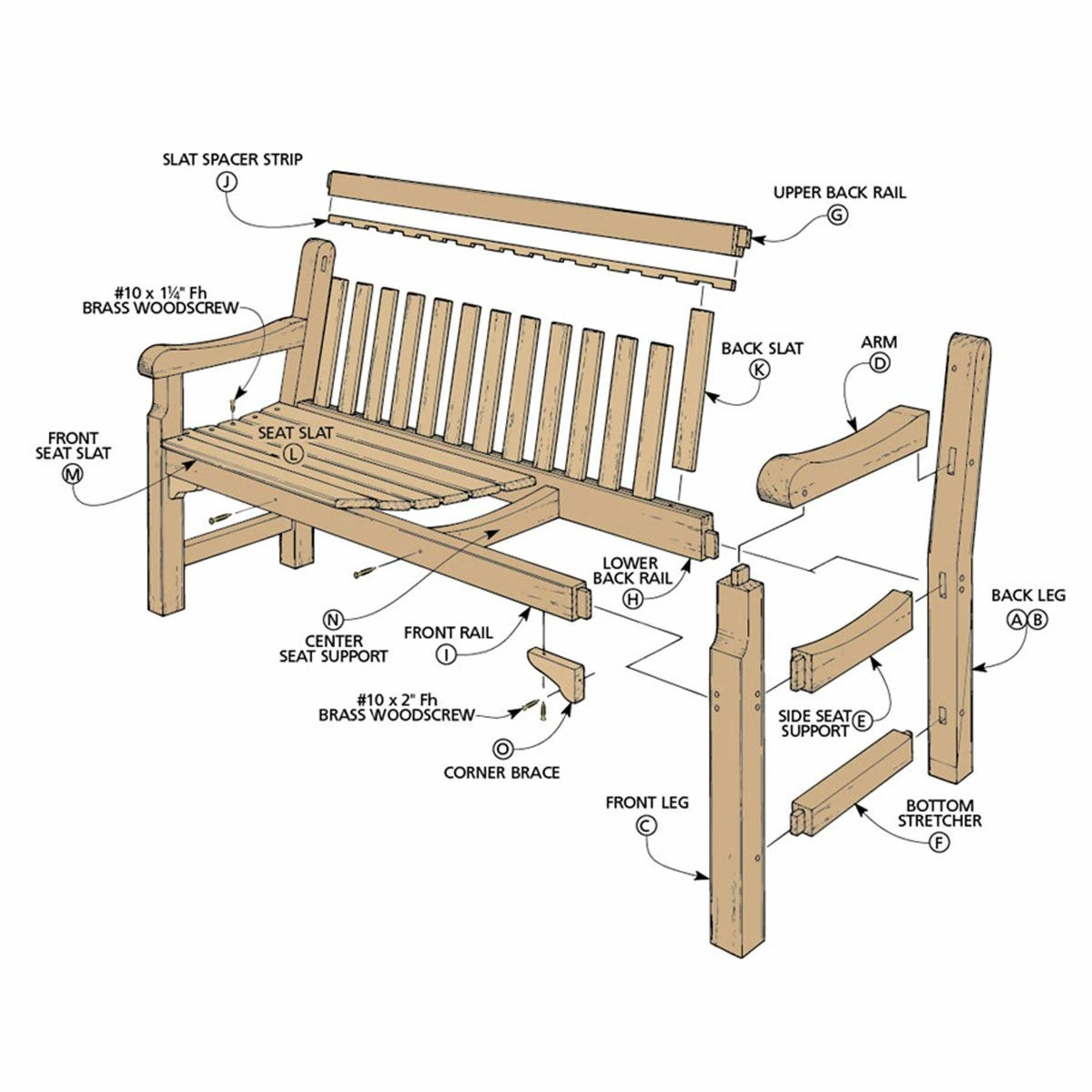 Woodsmith Redwood Garden Bench Plan 2 Woodsmith Redwood Garden Bench Plan - Image 2