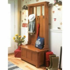 Woodsmith High-Back Hall Bench Standard Plan & Premium Shop Drawings