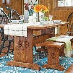 Woodsmith Farmhouse Table & Bench Standard Plan & Premium Shop Drawings